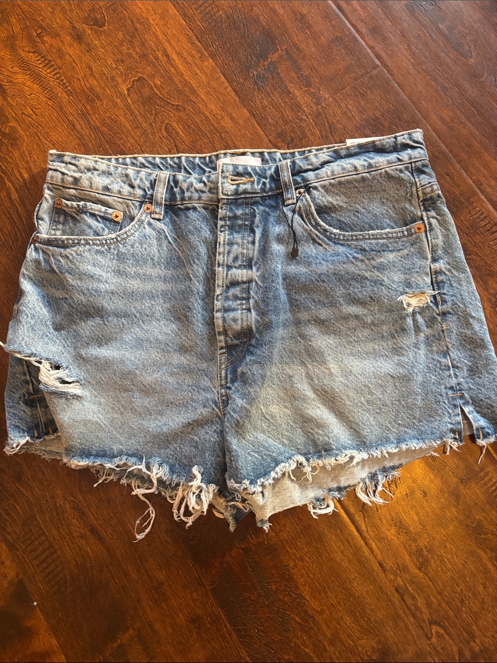 Zara Light Blue Distressed Jean Shorts